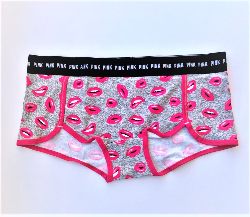 Boyshort Gris Estampado Besos Victoria's Secret \u0026 Pink - Paristoreshop