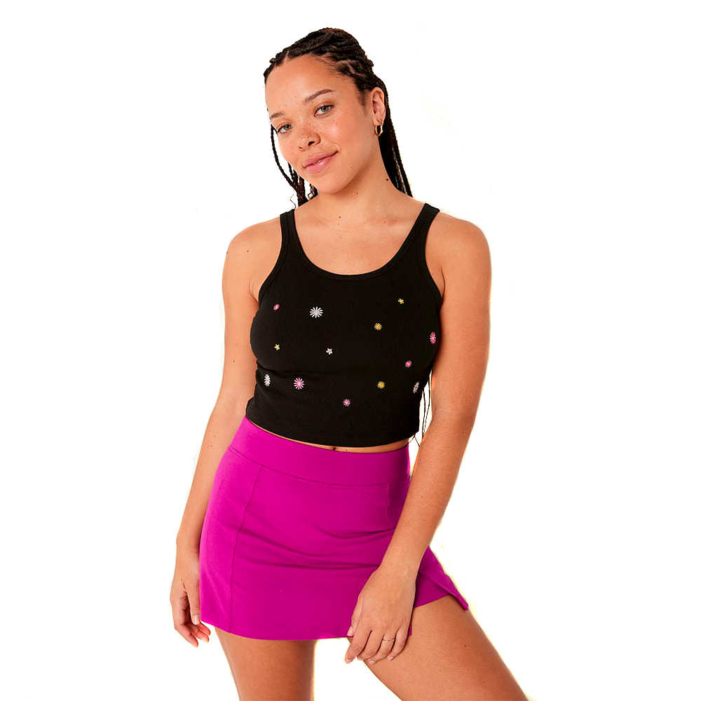 Top PINK Negro Floreado