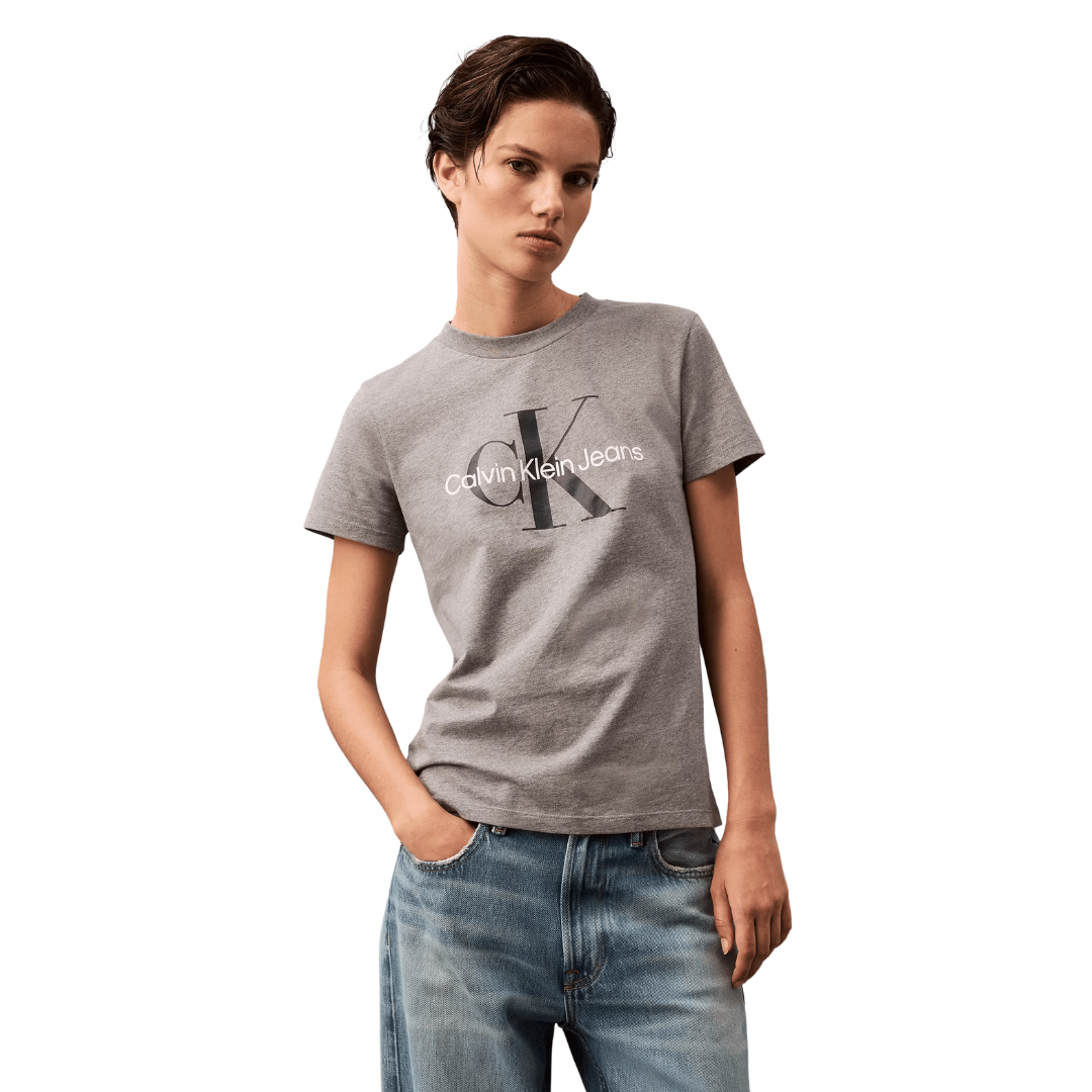 Remera Calvin Klein Jeans Mujer Monograma Gris