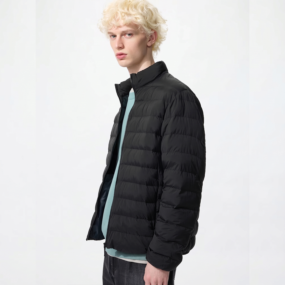 Campera Uniqlo Puffertech Hombre Sin Capucha Negro
